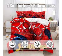 Housse De Couette Imprimee Dessin Anime Marvel Spider-Man 3 Pieces, Literie Super Douce, Différentes Tailles, Adaptée À La Decoration De La Chambre À Coucher Et De La Chambre D'ami
