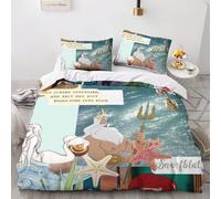 Housse De Couette Imprimée Dessin Anime Princesse Taille La Petite Sirène Ensemble De Literie 3 Pieces Housse De Couette En Microfibre Hypoallergénique Ultra Douce Facile D'entreti