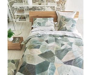 Housse de Couette imprimée en Percale de Coton, Geo Moderne Pewter, 200x200 cm, Designers Guild