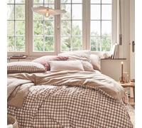 Housse de Couette imprimée en Percale de Coton, Made in France, Vichy, 140 x 200 cm, Essix, Beige Dune