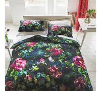 Housse de Couette imprimée en Satin de Coton, Gertrude, 240x220 cm, Designers Guild, Noir