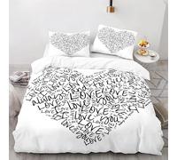 Housse de Couette Imprimée Love,Parure de Lit 140x200 avec Taies D'Oreiller,Motif Abstrait Love,Housse de Couette Simple en Microfibre Douce dessinée À La Main pour Chambre D'Adolescents et D'Adul