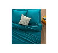 Atmosphera Housse de couette 1 personne 140 x 200 cm coton bleu canard