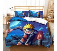 Housse De Couette Japon Anime Naruto Taie D'oreiller Literie Anti-Acarien Doux 15% Coton + 85% Microfibre