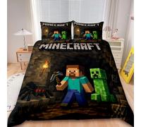 Housse de couette jeu Minecraft Monster Hunters, ensemble de literie Anime avec taies d'oreiller, cadeaux pour garçons, enfants et adultes, décor de chambre à coucher u