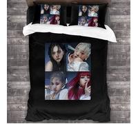 Housse de couette JISOO Blackpink - Housse de couette pour fille - Doux et soyeux - Motif imprimé 3D noir 140x200cm[666]