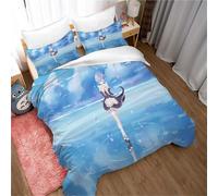 Housse De Couette La Vie Dans Un Monde Différent De Zéro Rem Ram Loli Taie D'oreiller Literie Anti-Acariens Douce 15 % Coton + 85 % Microfibre