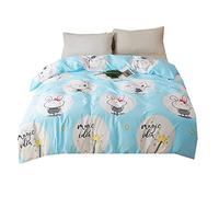 Housse de Couette Lapin Animal, Ensemble de Literie Enfant Bébé Bambin 100% Coton (Lapin-Bleu, 200x200cm Housse de Couette avec Taie d'oreiller)