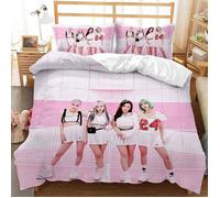 Housse de couette légère JISOO Blackpink - Tissu super confortable - Multicolore - Rose - Impression en 3D
