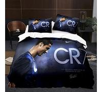 Housse de Couette Les Stars du Football, Parure de lit 3D en Microfibre avec Housse de Couette 220x240cm et taie d'oreiller pour Enfant 65x65cm