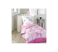 Housse de couette Licorne 140x200cm 100% coton Rose G