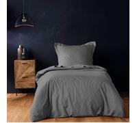 Douceur d'Intérieur Housse de couette Lina 100% coton Anthracite 140 x 200 cm