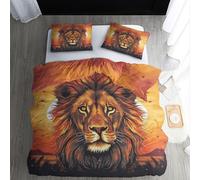 Housse de Couette Lion 200x200 - Parure de Lit 2 Personne Animaux - Ensemble de Literie en Microfibre Douce avec Fermeture éclair, 2 Taies d'oreiller 65x65 cm