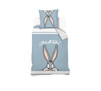 Housse De Couette Looney Tunes Bugs Bunny Enfant 140x200 + Taie d'oreiller 63x63cm - 100% Coton - Bleu