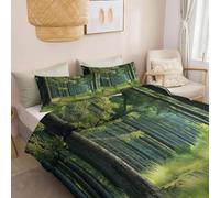 Housse de Couette Luxe Forêt Verte Herbe Arbres, Housse de Couette Hypoallergénique 200 x 200 cm Photographie Artistique - Parure de Lit Garçon Adolescent Adulte avec Taies d'oreiller