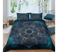 Housse de Couette Mandala Imprimée 3D, Microfibre Drap Déco Zip Caché pour