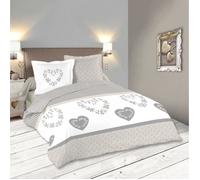 Housse de couette - MANOIR - 240 cm - 100% coton - Beige - 2 taies d'oreiller 63x63 cm
