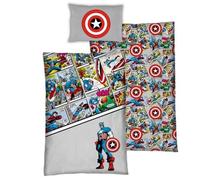 Parure de lit réversible Marvel Avengers Captain America - 140 cm x 200 cm