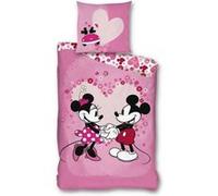 Housse de couette Mickey & Minnie Romance, Rose, 140x200cm, 1 personne, 100% Microfibre de qualité Multicolors G