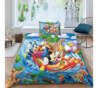 Housse De Couette Mickey Mouse Et Donald Duck, Ensemble De Literie Imprimé 3d, Ensemble Décoratif 3 Pieces, Housse De Couette, Couvre-Lit Avec Taie D'oreiller, Microfibre Douce, Fe