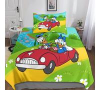 Housse De Couette Mickey Mouse Et Donald Duck, Parure De Lit 3d En Microfibre Douce, 3 Pieces, Pour Enfants, Fermeture Éclair Avec Taie D'oreiller, Pour Lit Simple