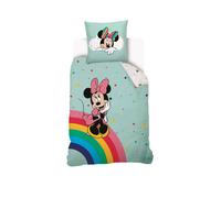 Housse de couette minnie disney arc-en-ciel coton vert d'eau 140X200 63X63