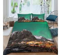 Housse de Couette Montagne 3D Imprimée, Microfibre, Fermeture Invisible