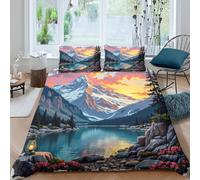 Housse de Couette Montagne 3D, Microfibre, Fermeture Invisible pour Maison