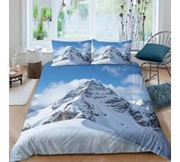 Housse de Couette Montagne Microfibre, 3D Printed, Fermeture Invisible