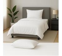 Housse de couette - MORTREUX - 140 x 200 cm - Polycoton - Blanc - 1 personne