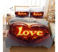 Housse de Couette Motif Cœur,Parure de Lit 260X240 Romantique avec Taies D'Oreiller,Housse de Couette Moderne et Abstraite,Couvre-Lit Doux et Respirant Pour Chambre D'Enfant,Fille Ou Femme,Super Kin