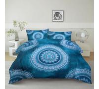 Housse De Couette Motif De Mandala D’Éléphant Géométrique 140 x 200 cm Parure De Lit Personne, Bleu Housse De Couette en Microfibre Et Taies d'oreiller - Ensemble De Literie pour Adulte Enfant
