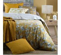 Housse de couette motif floral intemporel en percale de coton Jaune moutarde 240x220 cm