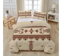 Housse de Couette Motif Tribal Africain, 220x240 Parure de Lit Indien Ethnique Traditionnel Sud-Ouest 2 Personnes Ensemble de Literie Microfibre avec Fermeture Éclair et 2 Taies D'oreiller 80x80 cm