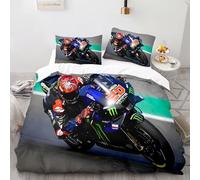 Housse de Couette Moto 140x200cm Enfant Parure de Lit 1 Personnes Courses De Motos De Sports Extrêmes Microfibre Set Housse de Couette avec Fermeture Éclai avec 1 Taies d'oreiller 65x65cm