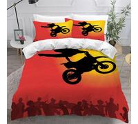 Housse De Couette Moto X Imprim¿¿ D Sport Extr¿ºme Parure De Lit Personnes Hypoallergique Microfibre Literie Pi¿¿Ces Avec Fermeture ¿¿Clair Et Taies D