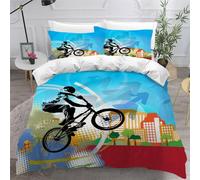 Housse De Couette Moto X Imprim¿¿ D Sport Extr¿ºme Parure De Lit Personnes Hypoallergique Microfibre Literie Pi¿¿Ces Avec Fermeture ¿¿Clair Et T