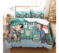 Housse De Couette Mr. Bean, Parure De Lit Cartoon, Impression Num¿¿Rique D, Microfibre, Fermeture ¿¿Clair Hypoallerg¿¿Nique Single£¿Xcm£©