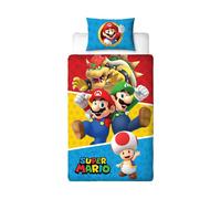 Nintendo Super Mario Parure de lit Simple avec Housse de Couette réversible Double Face avec taie d'oreiller Assortie en Polycoton
