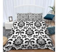 Housse de Couette Noire à Motif Floral UUZEAI, Parure de lit Style Gothique Vintage bohème, décoration de Chambre de Luxe (230 x 260 cm + 50 x 75 cm x 2)