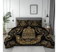 Housse de couette noire exquise, taille king, réversible, imprimée de symboles indiens en forme de main, style mystique, en microfibre douce avec fermeture éclair, 221 x 231 cm, pour enfants, hommes e