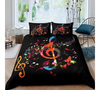 Housse De Couette Notes De Musique Pour Garçons Et Filles, Parure De Lit Colorée Avec Papillons Et Insectes, Housse De Couette Mélodie Musicale, Housse De Couette Douce Et Respiran