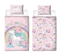 Housse de Couette Officielle pour lit bébé Peppa Pig Character World | Parure de lit réversible Double Face pour Enfant avec taie d'oreiller Assortie. Marques