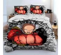 Housse De Couette One-Punch Man Saitama, Parure De Lit Avec Taie D'oreiller, Motif Anime One-Punch Man, Pour Garcon S Et Filles, Taille Double Et Queen Size, Textile De Maison