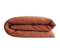 Housse de couette PALACE pur coton lavé 200x200 cm uni marron terre cuite