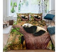 Housse de Couette Panda Housse de Couette imprimée en 3D Panda couché sur Le Tronc d’Arbre Ensemble de literie pour Enfants garçons Filles Belle Couverture de Couvre-lit d’Animal Sauvage ave
