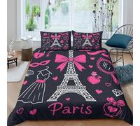 Housse de Couette Paris 3D Printed, Microfibre, Fermeture Invisible Décor