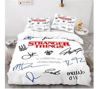 Housse De Couette Parure De Lit 1 Personne Stranger Things 3 Pièces avec 2 Taie Oreiller 140x200cm[157]
