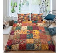 Housse de Couette Patchwork 3D Printed, Microfiber Couvre-lit Fermeture