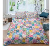 Housse de Couette Patchwork 3D Printed, Microfiber Couvre-lit Fermeture